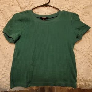 Forever 21 Teal Crop Top Waffle Knit Size L